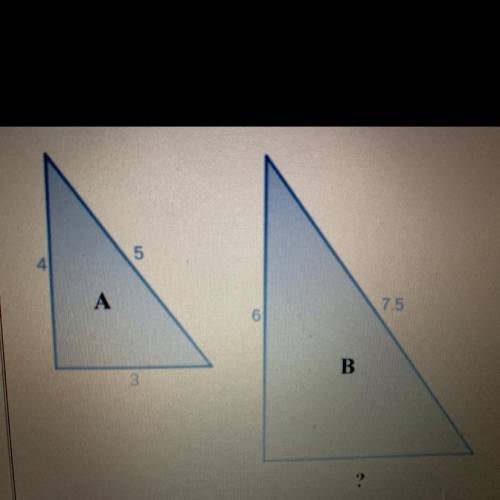 Select the length of the missing side of triangle b
1.5
4.5
5
6