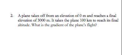 A plane takes off from an elevation of 0m and reaches a final elevation of 3000m. It takes the plan