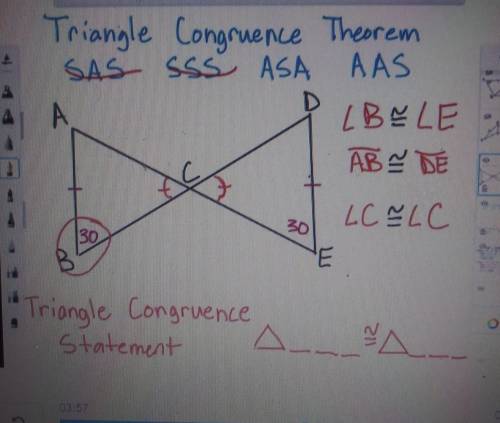 These triangles are congruent by what theorem? ASA or AAS
