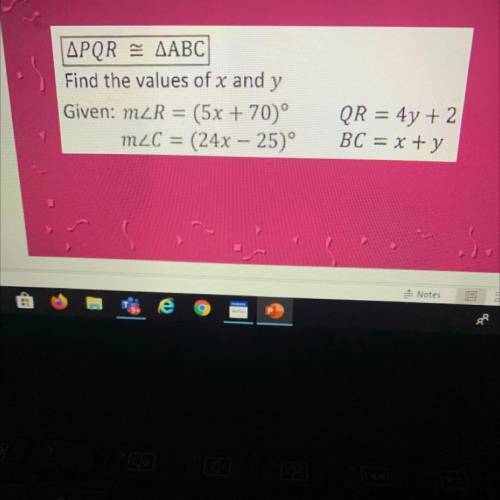 Fine the values of x and y