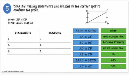 Drag the missing statements and reasons to the correct spot to complete the proof