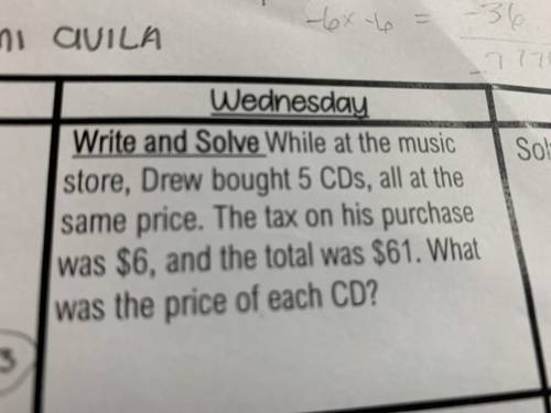 While at the music store, Drew bought 5 CDs, all at the same price. The tax on his purchase was $6,