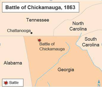 The map shows the location of the Battle of Chickamauga.

The site of the Battle of Chickamauga wa