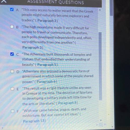 PART B: What are TWO phrases from the text best support the answer to part a

The rise of greek ci