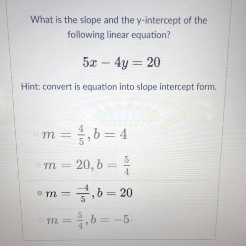What is the slope and the y-intercept of the following linear equation?