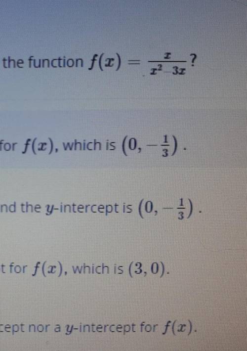 Rational functions x and y intercepts of f(x)=x/x²-3x