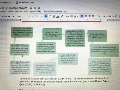 Chose a quote from the timeline that works for each questions then fill it out.