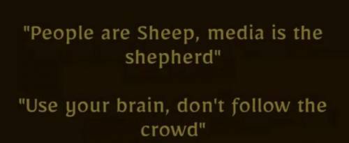This is such a GOOD QUOTE

DONT BE A SHEEP AND FOLLOW THE CROWD A LION WALKS ALONE WHILE THE