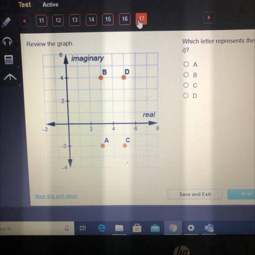 Which letter represents the sum of (4 + 3) and (-1 +

i)?
OA
OB
OC
OD
May someone please help me