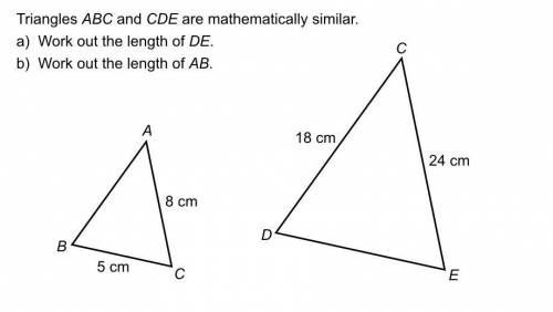 What is the length of DE and the length of AB