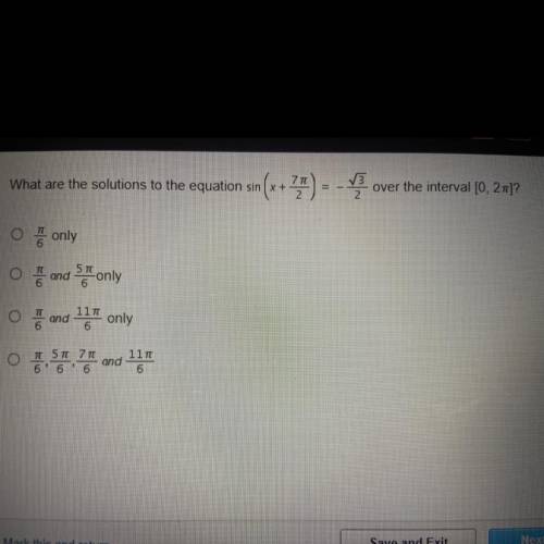 What are the solutions to the equation sin sin (x + (7pi)/2) = - (sqrt(3))/2 over the interval [0,