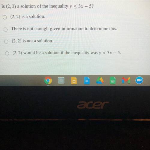 Is (2, 2) a solution of the inequality y < 3x - 5?