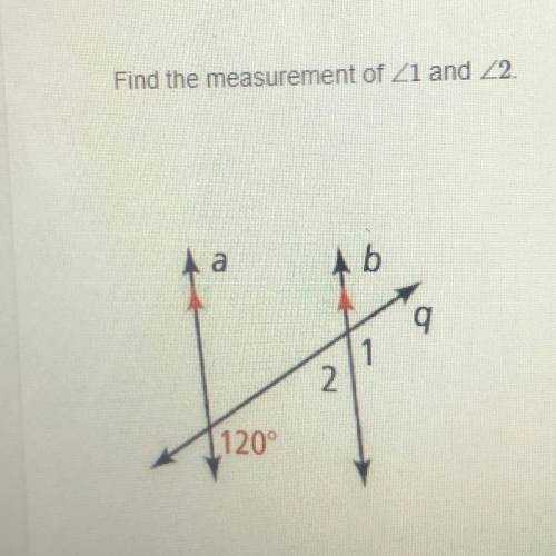 Find the measurement of 1 and 2