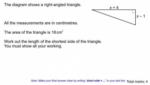 The diagram shows a right-angle triangle.