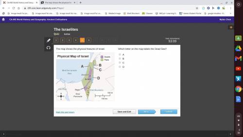 The map shows the physical features of Israel. A map titled Physical Map of Israel with labels A th