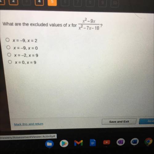 What are the excluded values of x for