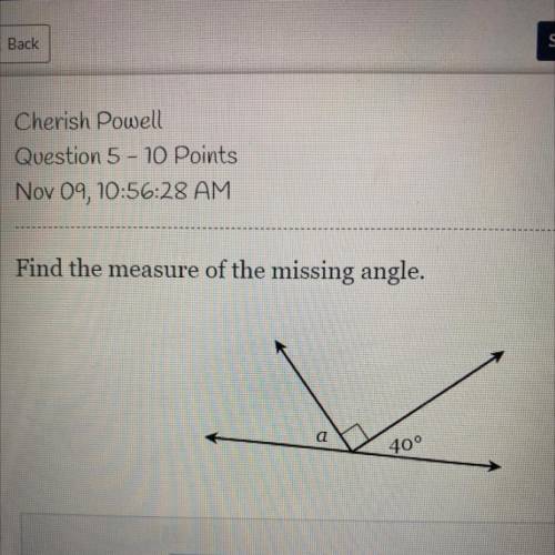 Find the measure of the missing angle.
.
a
400