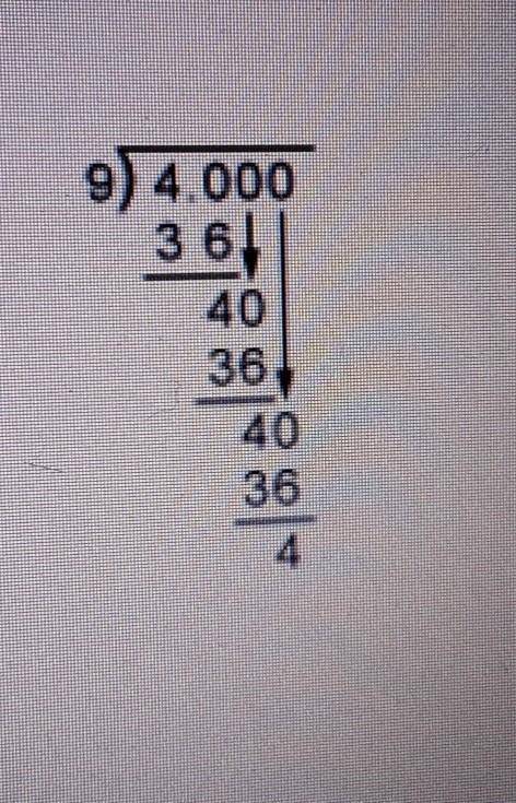 Which fraction and decimal forms match the long division problem?
