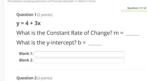 What is the constant rate of change Y= 4 + 3x what is the y- intercept