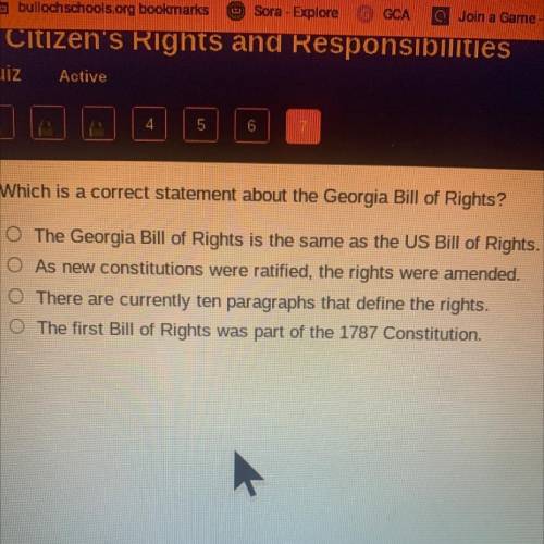 Which is a correct statement about the Georgia Bill of Rights? Help plz