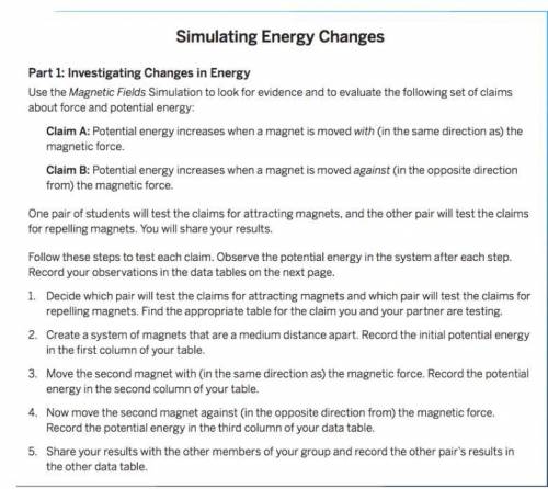 Please help me fill in this chart using the amplify magnetic field simulation.

I am on 8th-grade
