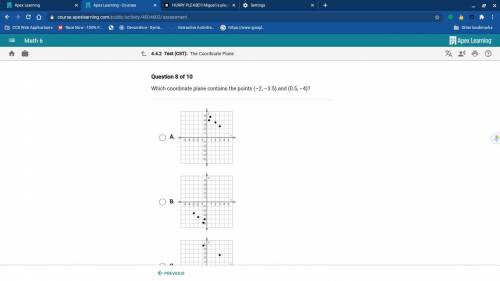Which coordinate plane contains the points (-2, 3.5) and (5.0, -4)
