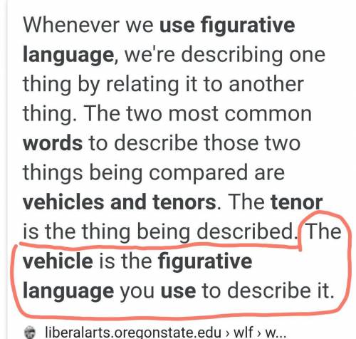 What is the figurative language used?

 Vehicle: 
Tenor: 
What is the effect of this comparison?