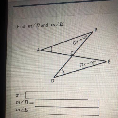 Find angle B and angle E