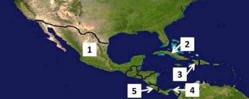 Analyze the map below and answer the question that follows.

The map is attached below.
Cuba is lo