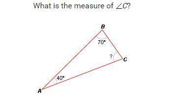 What is the measure of

a) 30 degrees b) 40 degrees c) 70 degreesd) 110 degrees