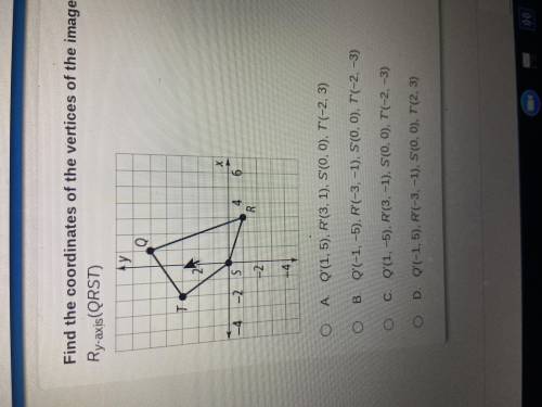 Find the Coordinates of the vertices of the image. Ry-axis(QRST)