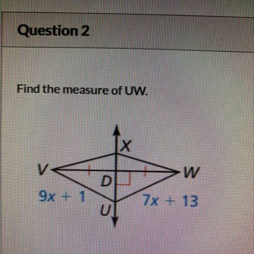 Find the measure of UW