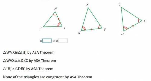 Which two triangles are congruent by the ASA Theorem? Complete the congruence statement.