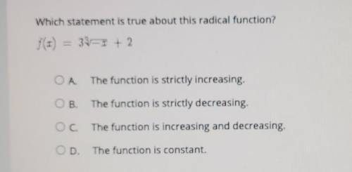 Which statement is true about this radical function?