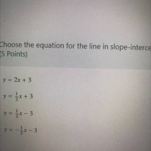 Choose the equation for the line in slope-intercept form.