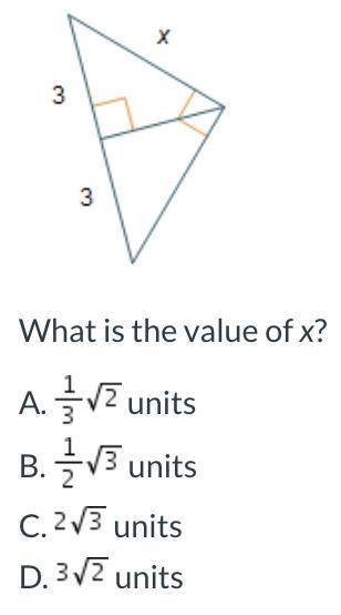 What is the value of x? 
A. 
B. 
C. 
D.