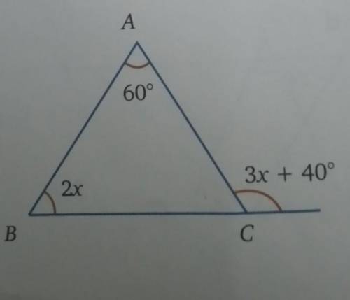 A=60⁰B=2xFind the angles