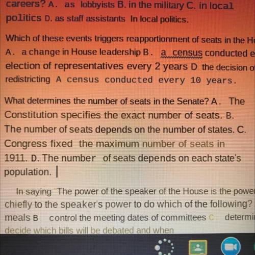 What determines the number of seats in the senate? A B C or D?