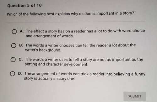 Which of the following best explains why diction is important in a story?