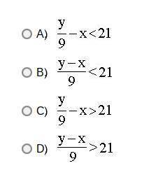 X less than the quantity y divided by 9 is more than 21.

What is a way to write this sentence as