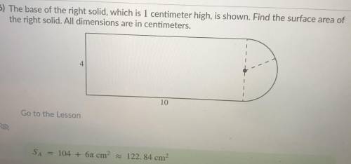 Will give brainliest answer. Please help :))

The answer is 122.84cm^2 but how do I get that answe