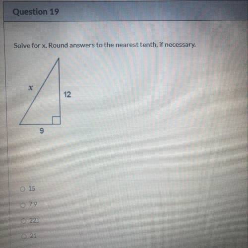 Solve for x. Round answer to the nearest tenth, if necessary
