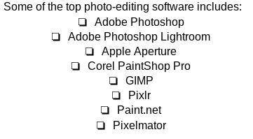 Research the various photo-editing software available online. Choose any one and write about the va