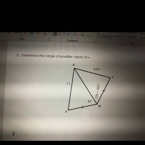 Determine the range of possible values of x plz help me put the right answer