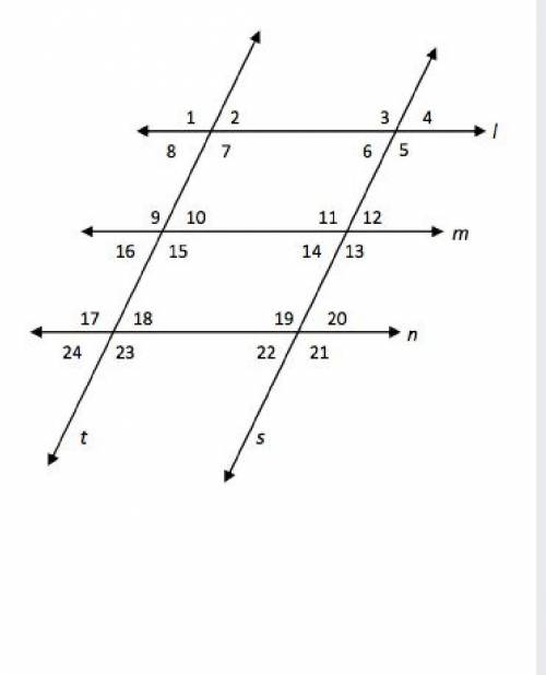 What kind of angles are <6 and <19?

corresponding anglesalternate interior anglesalternate