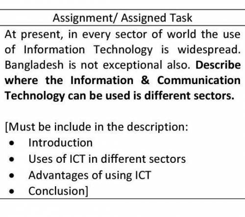 Describe where the information and communication technology can be used it different section?

guy
