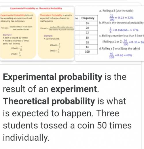 What is the difference between experiemental and theoretical probabiltiy?