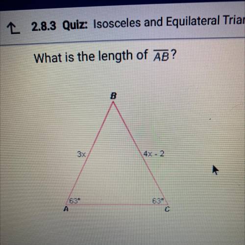 What is the length of AB?
A. 8
B. 2 
C. 6
D. 4