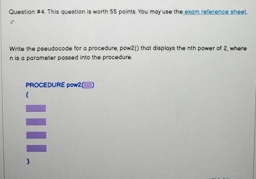 Pls help quick

Question #4. This question is worth 55 points. You may use the exam reference shee