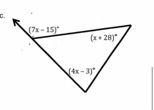 Interior and exterior of angles of triangles 
please help !!